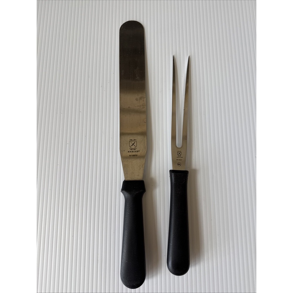 Mercer Cutlery M14007 Carving Fork M18800 Bread Knife Stainless Steel